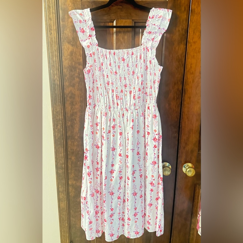 Francesca's Collections Pink Floral  Midi Dress
